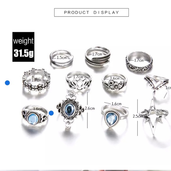 New Bohemian Geometric Finger Ring Set - Picture 2 of 2